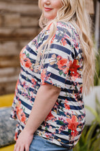 Load image into Gallery viewer, Plus Size Floral Striped Tied T-Shirt
