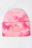 Tie-Dye Rubber Patch Beanie in Pink