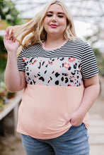 Load image into Gallery viewer, Plus Size Mixed Print Color Block T-Shirt
