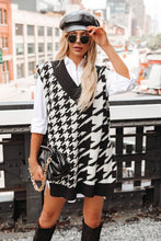 Load image into Gallery viewer, Houndstooth Ribbed Trim Sweater Vest Dress
