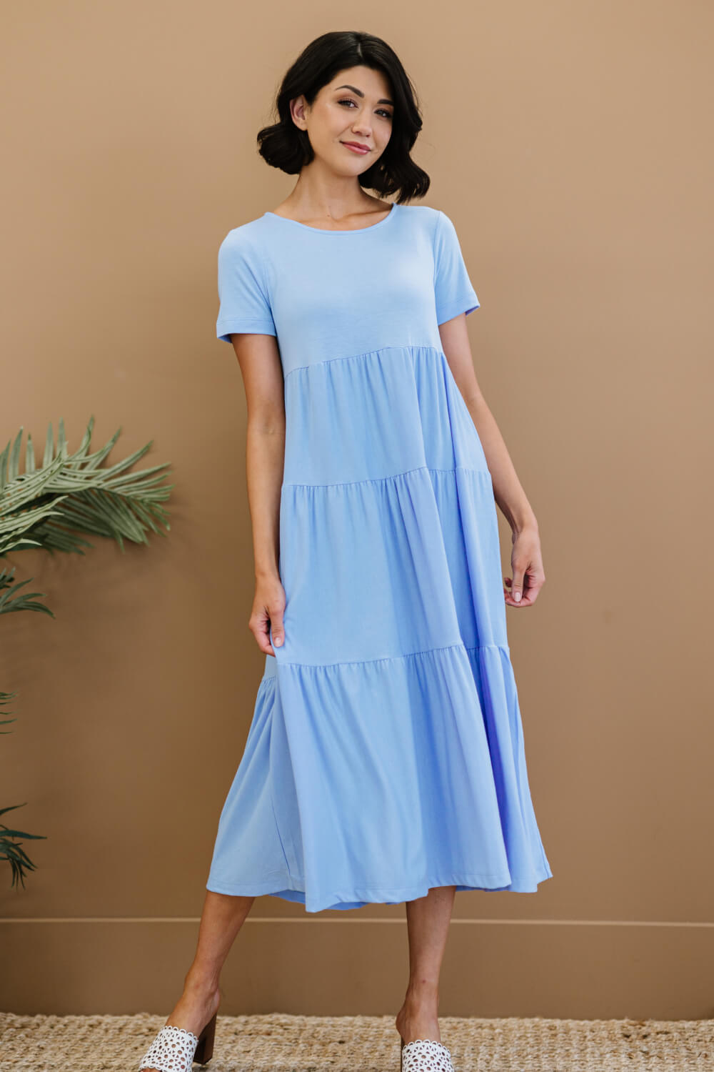 Zenana First Impressions Full Size Tiered Midi Dress