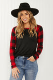 Acting Pro Cabin Weekend Full Size Plaid Contrast Sleeve Top