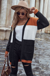 Color Block Longline Cardigan Sweater