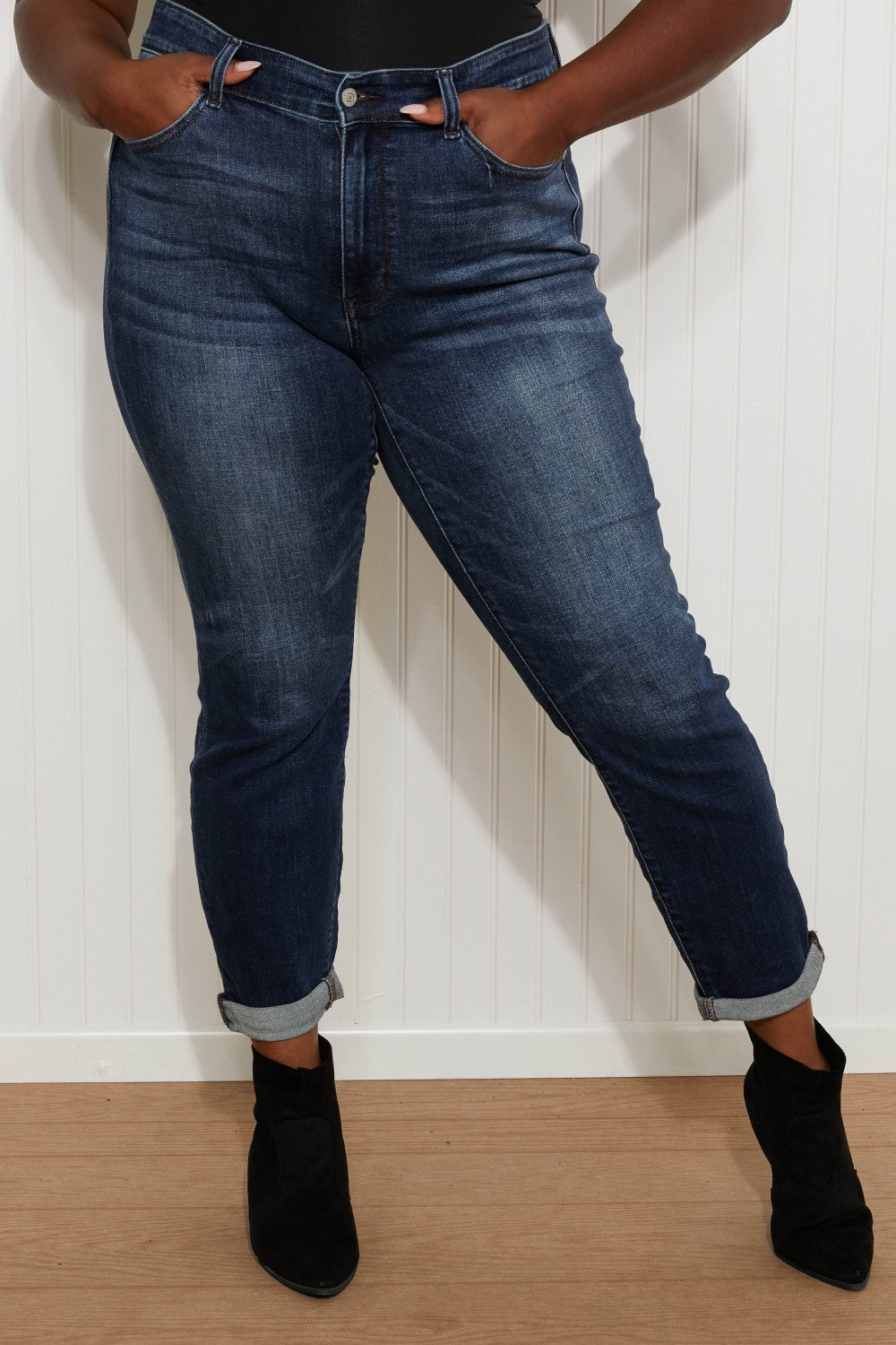 Judy Blue Penelope Full Size Cuffed Slim Fit Jeans