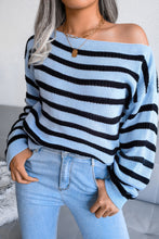 Load image into Gallery viewer, Striped Boat Neck Long Sleeve Sweater
