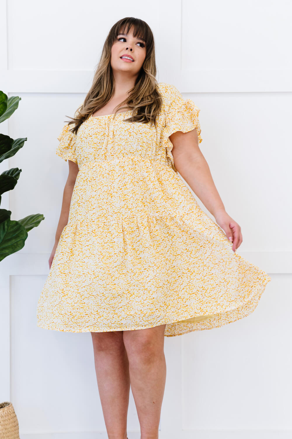 Davi & Dani Fresh as a Daisy Full Size Floral Tiered Mini Dress