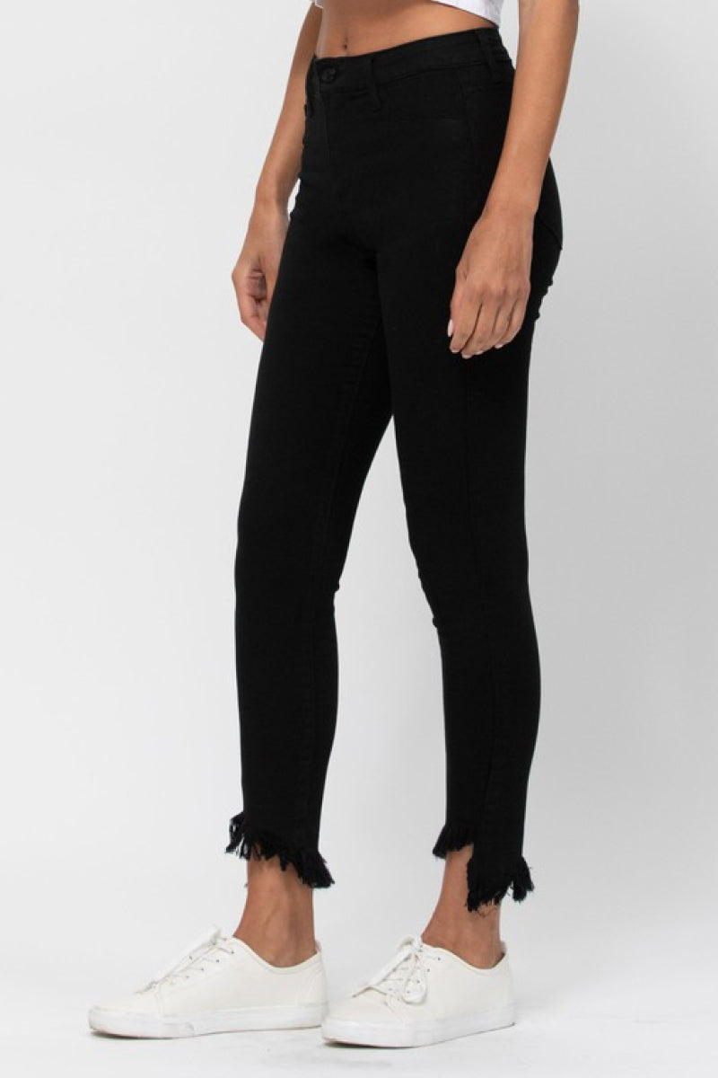 Asymmetric Frayed Hem Jeans