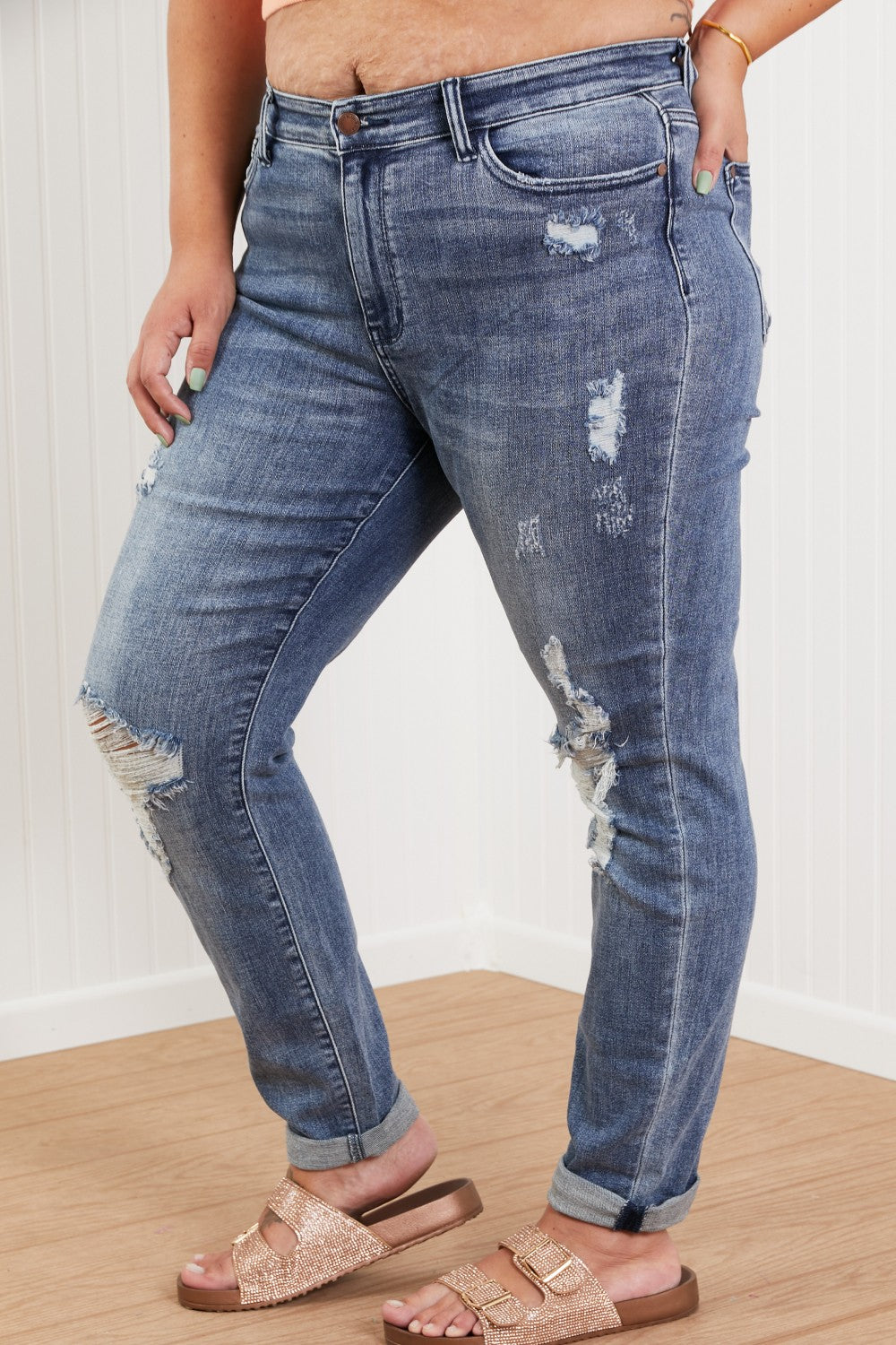 Judy Blue Isla Full Size High Rise Destroyed Boyfriend Jeans