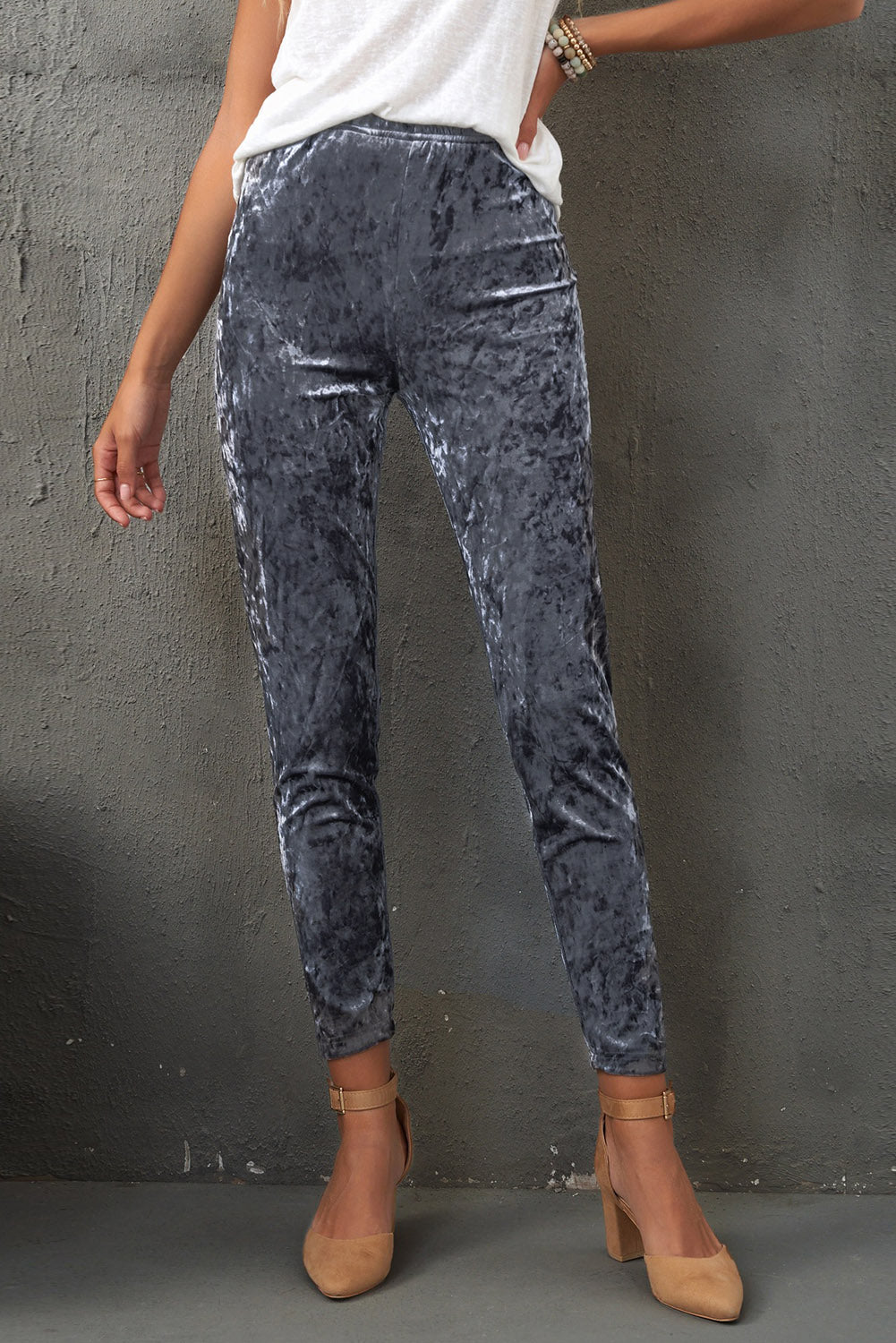 Crushed Velvet High Rise Cropped Leggings