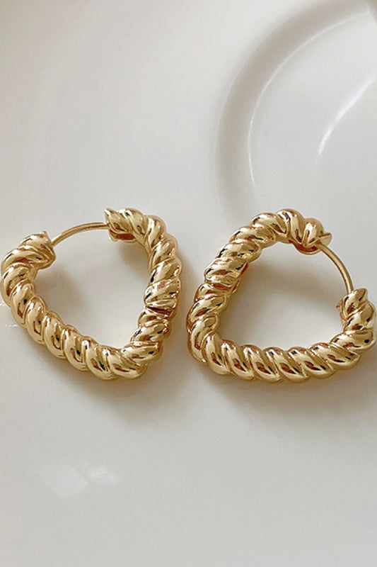 Twisted Triangle Hoop Earrings in Gold