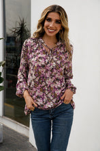 Load image into Gallery viewer, Floral Tie Neck Long Sleeve Blouse
