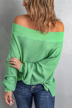 Load image into Gallery viewer, Waffle Knit Off-Shoulder Long Sleeve Top
