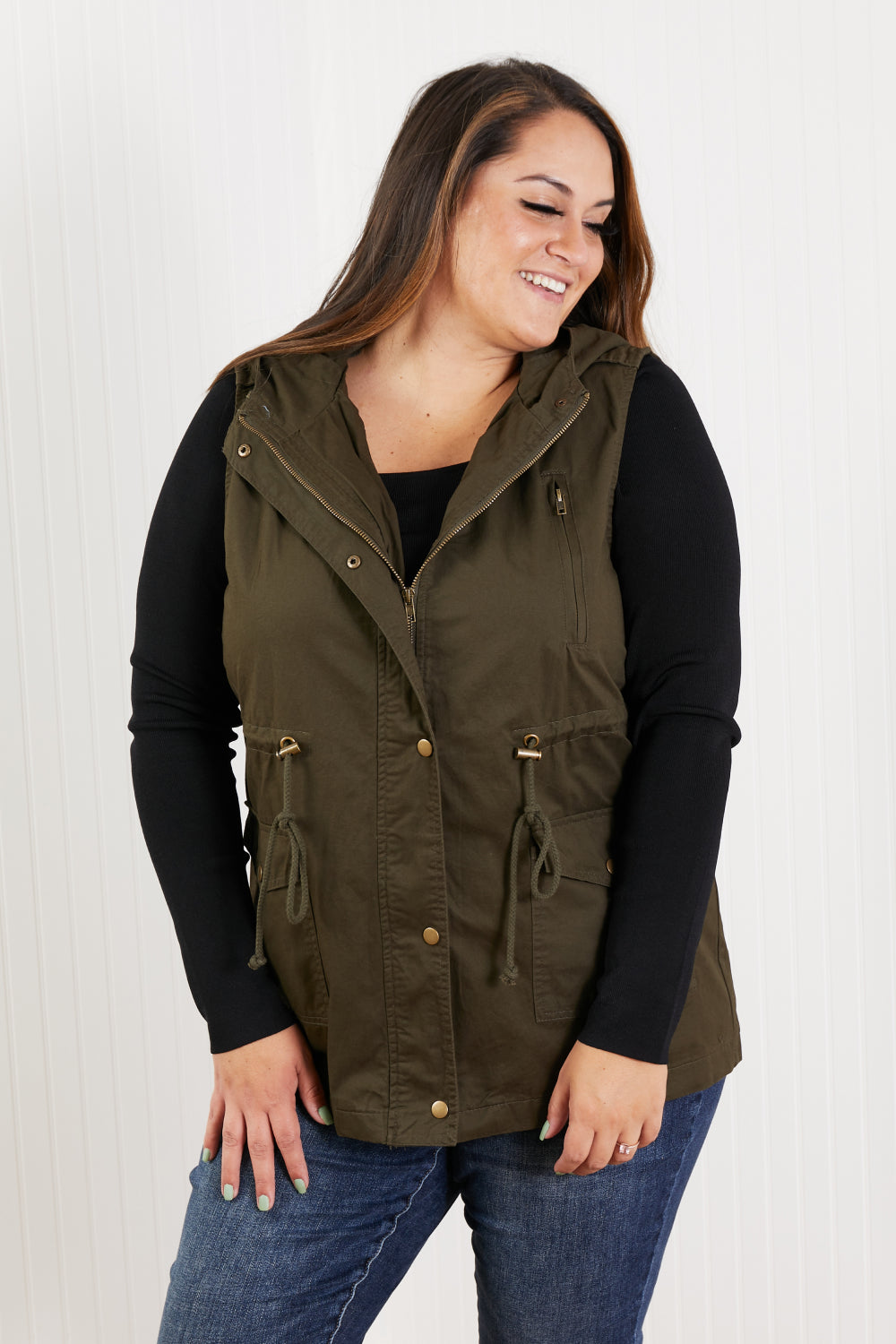 Zenana Autumn Vibes Full Size Hooded Vest