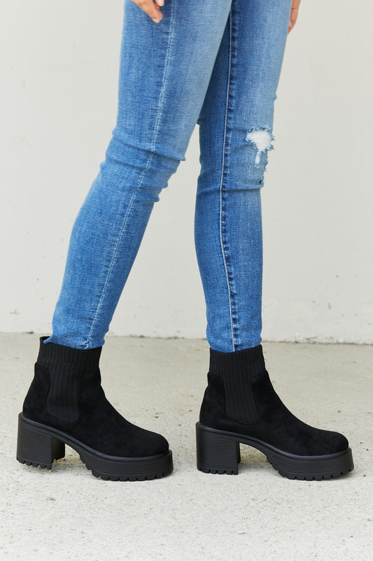 Weeboo Strive For More Chunky Sole Sock Booties in Black