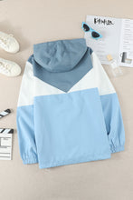 Load image into Gallery viewer, Color Block Drawstring Hooded Jacket
