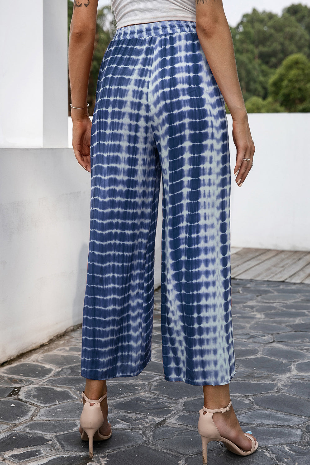 Tie-Dye Tie Waist Wide Leg Pants