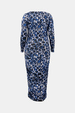 Load image into Gallery viewer, Plus Size Leopard Ruched Maxi Bodycon Dress
