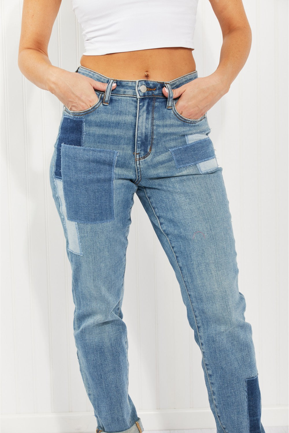 Judy Blue Full Size Patch Boyfriend Jeans