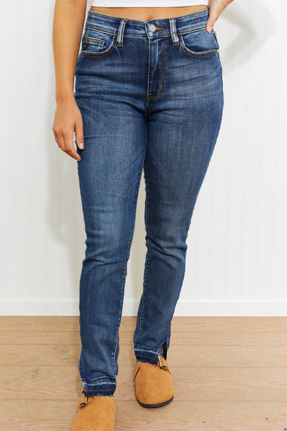 Judy Blue Sabrina Full Size Side Slit Released Hem Skinny Jeans