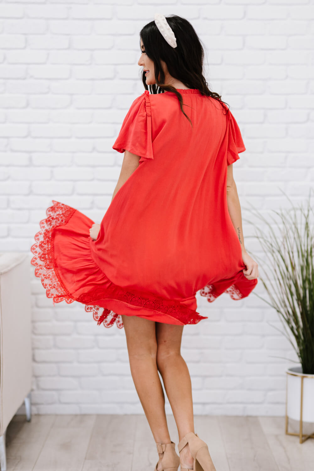 Davi & Dani Fly with Me Full Size Button Down Ruffle Dress