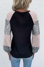 Load image into Gallery viewer, Contrast Leopard Print Waffle Knit Tee
