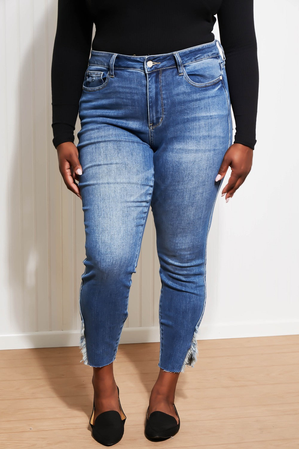 Judy Blue Full Size Skylar High-Waist Hem Detail Skinny Jeans