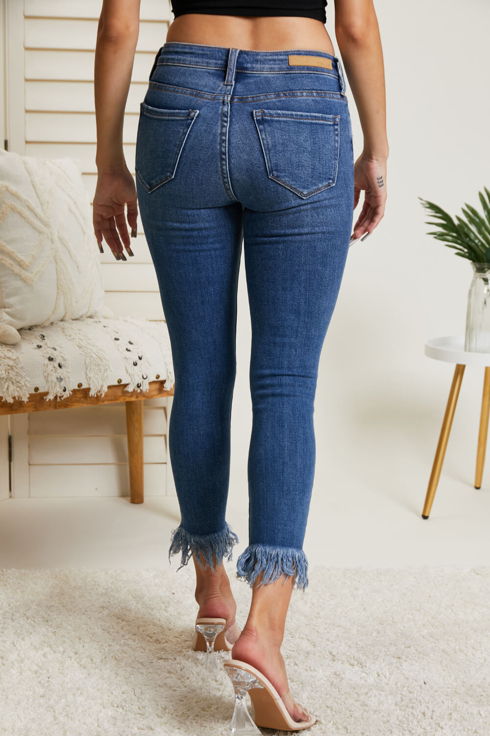 Cello Nicole Full Size Frayed Hem Cropped Jeans