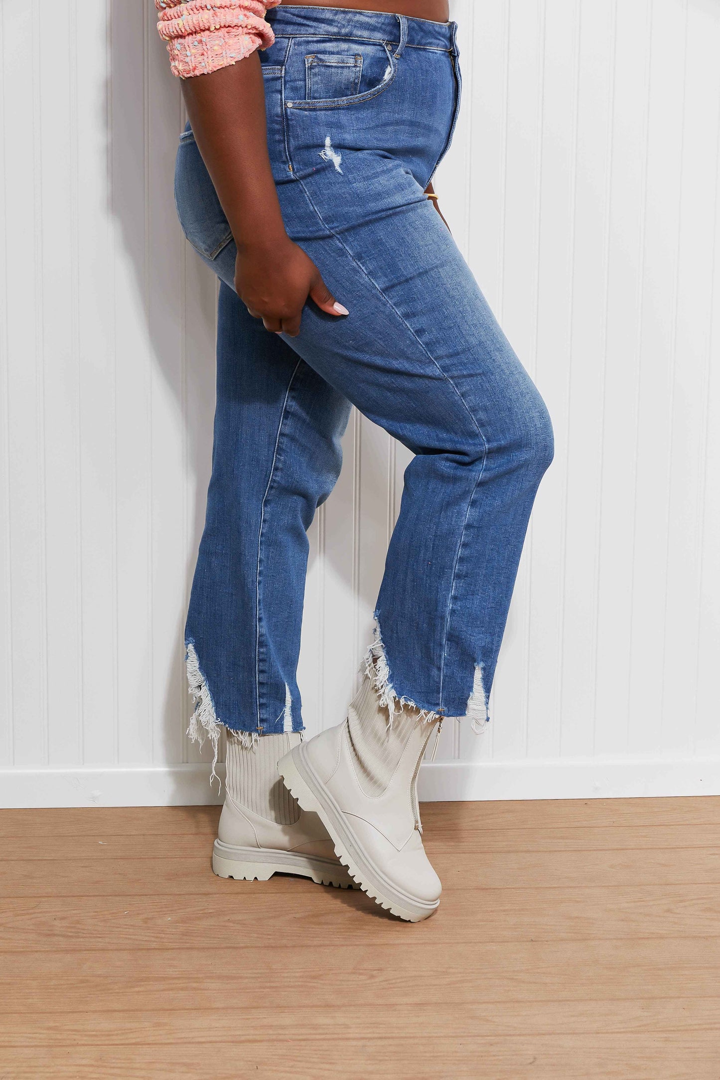 RISEN Anastasia Full Size Raw Hem Boyfriend Jeans