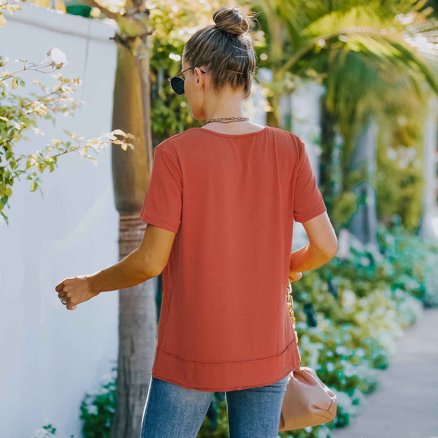 Button Detail Short Sleeve Tee