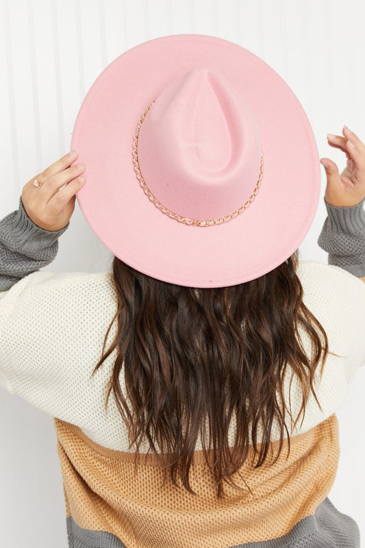 Fame Countdown to Chic Chain and Ribbon Fedora Hat