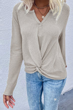 Load image into Gallery viewer, Twist Front Long Sleeve Waffle Knit Top
