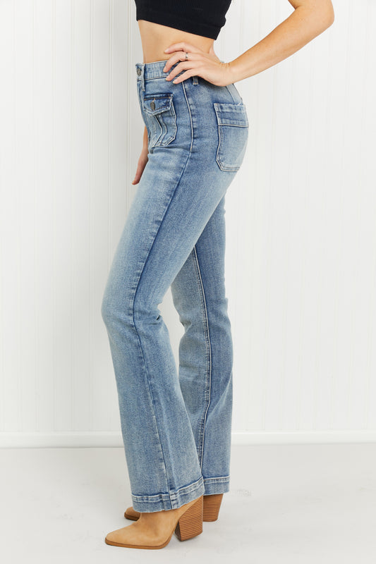 Kancan Noémie Patch Pocket Detail Bootcut Jeans