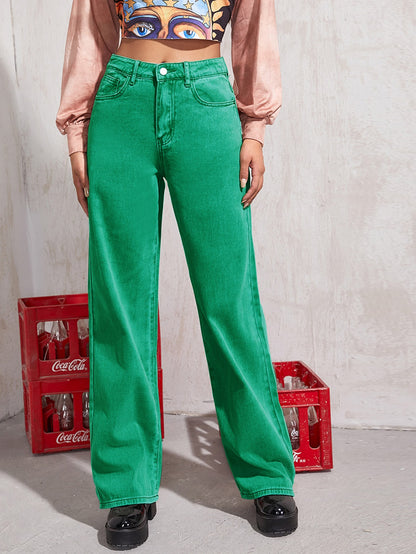 High-Rise Pocketed Wide Leg Jeans