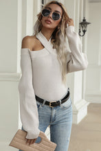 Load image into Gallery viewer, Halter Cold Shoulder Rib-Knit Sweater
