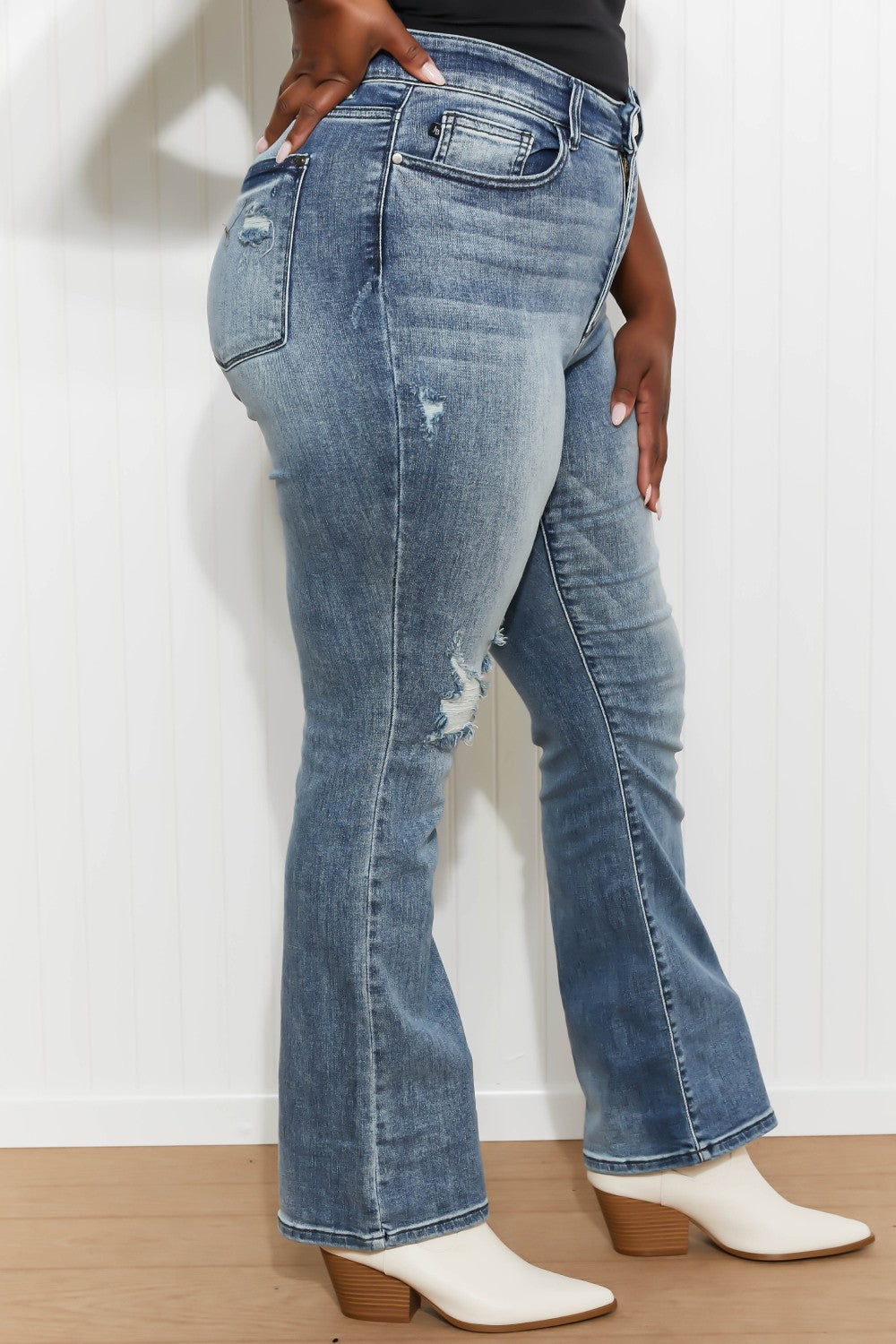 Judy Blue Emily Full Size High Waisted Destroyed Bootcut Jeans