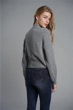 Load image into Gallery viewer, Faux Pearl Detail Mock Neck Sweater
