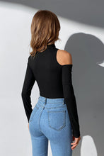 Load image into Gallery viewer, Cutout Rib-Knit Mock Neck Bodysuit
