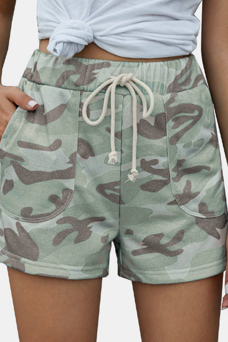 Camouflage High Rise Drawstrings Shorts