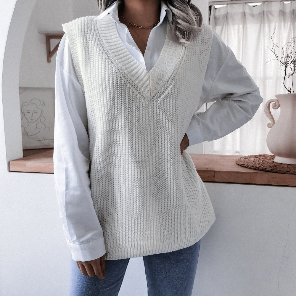 Rib-Knit V-Neck Sweater Vest