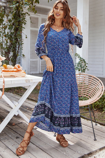 Bohemian V-Neck Maxi Dress