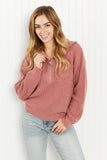 Andree by Unit Central Park Full Size Half-Zip Ribbed Sweater