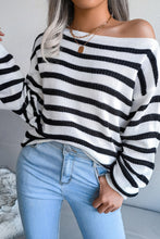 Load image into Gallery viewer, Striped Boat Neck Long Sleeve Sweater
