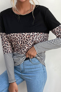 Mixed Print Long Sleeve Tee Shirt