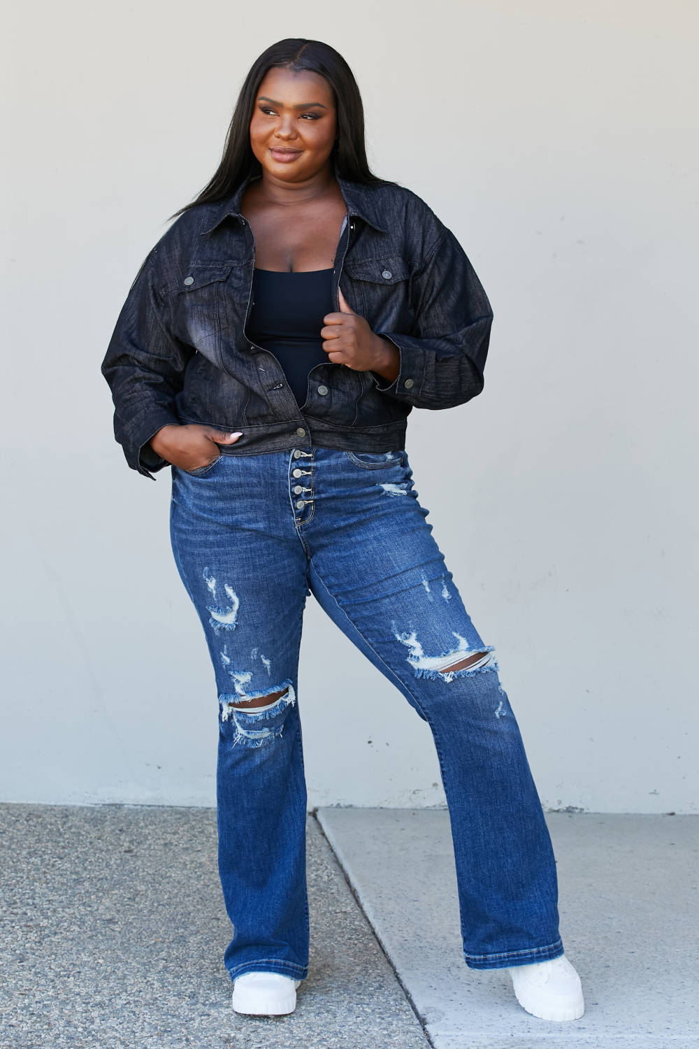 Sew In Love Full Size Collared Denim Jacket