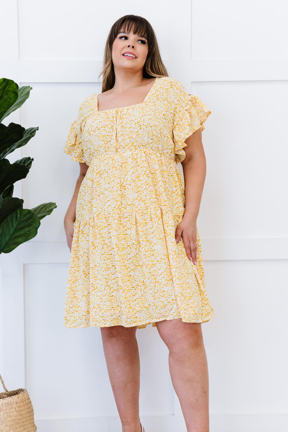 Davi & Dani Fresh as a Daisy Full Size Floral Tiered Mini Dress