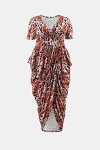 Load image into Gallery viewer, Plus Size Leopard Print Pleated Detail Midi Dress
