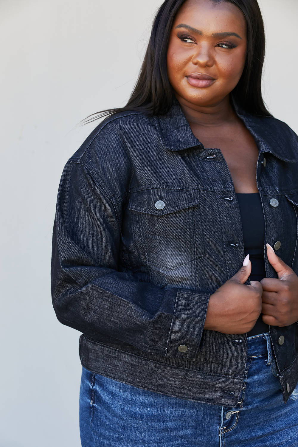 Sew In Love Full Size Collared Denim Jacket