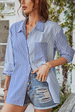 Load image into Gallery viewer, Vertical Stripes Button Down Shirt with Pocket
