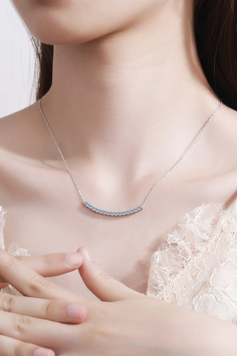 Sterling Silver Curved Bar Necklace