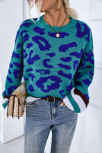 Load image into Gallery viewer, Leopard Striped Round Neck Sweater
